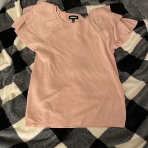 Pink Express Top with flutter sleeveXL